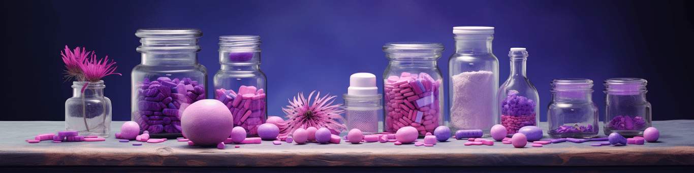image of different drug pills on a surface