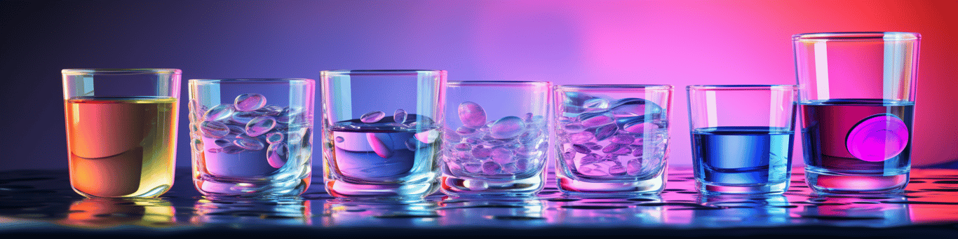image of drug pills surrounding a glass of water symbolizing drug consumption