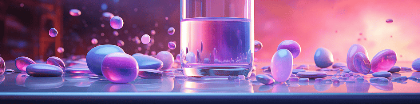 image of drug pills surrounding a glass of water symbolizing drug consumption