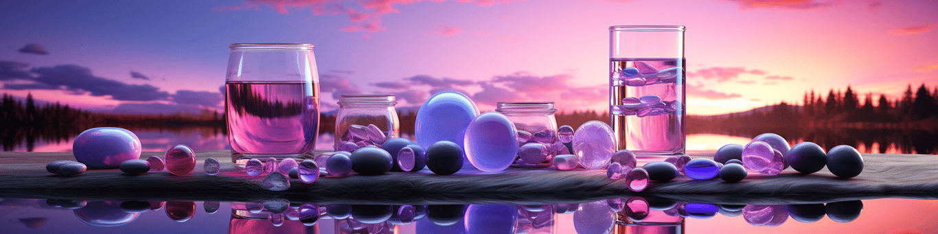 image of drug pills surrounding a glass of water symbolizing drug consumption