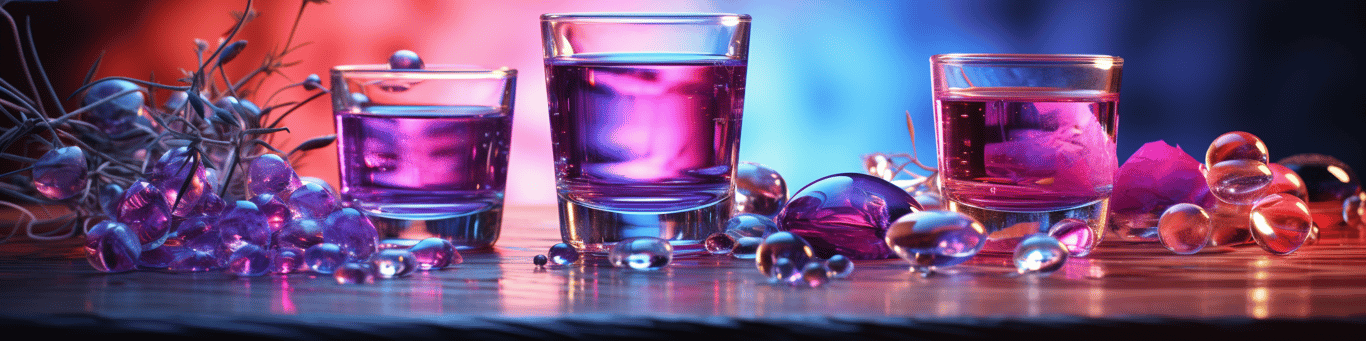image of drug pills surrounding a glass of water symbolizing drug consumption