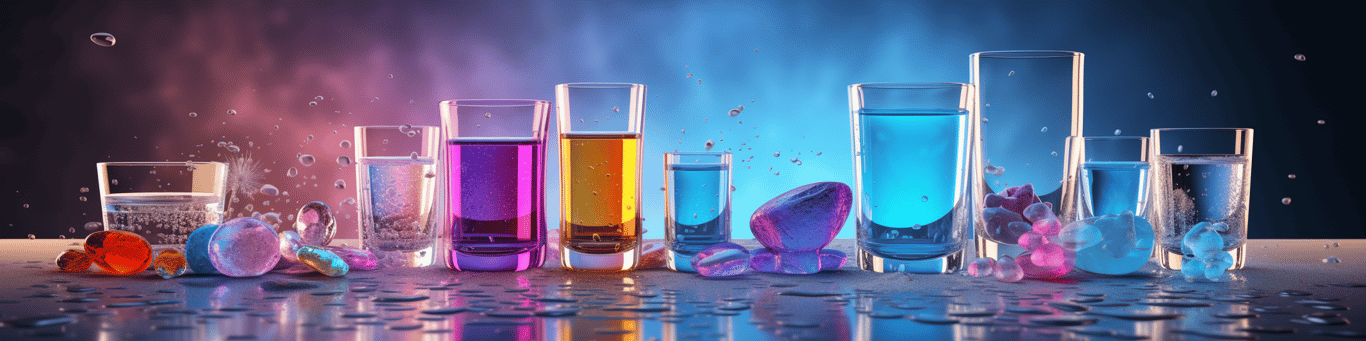 image of drug pills surrounding a glass of water symbolizing drug consumption