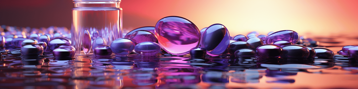 image of drug pills surrounding a glass of water symbolizing drug consumption