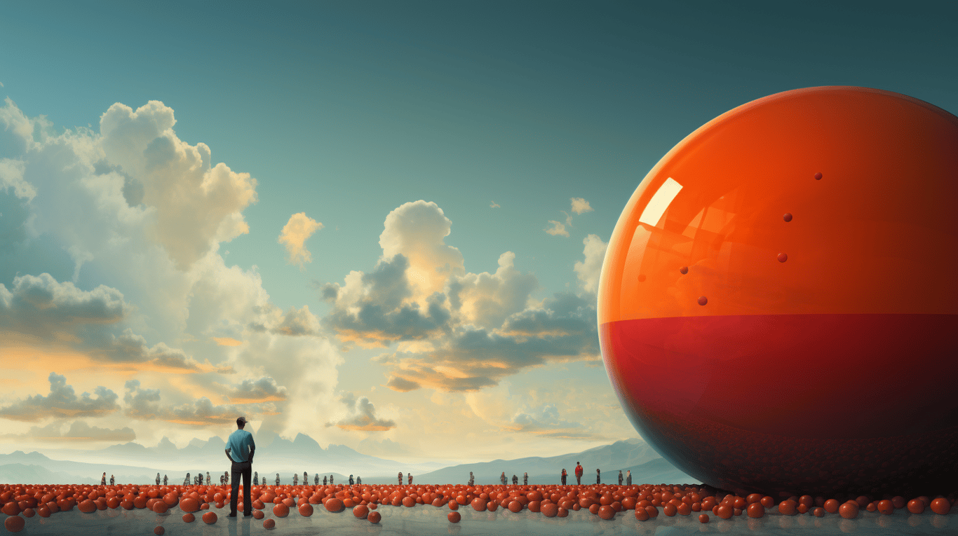 abstract image of a researcher studying a bottle of drug.