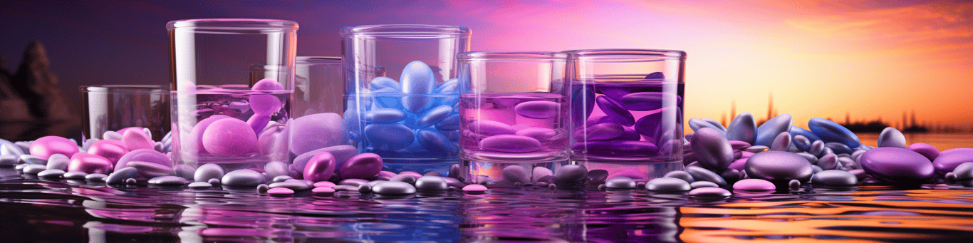 image of drug pills surrounding a glass of water symbolizing drug consumption