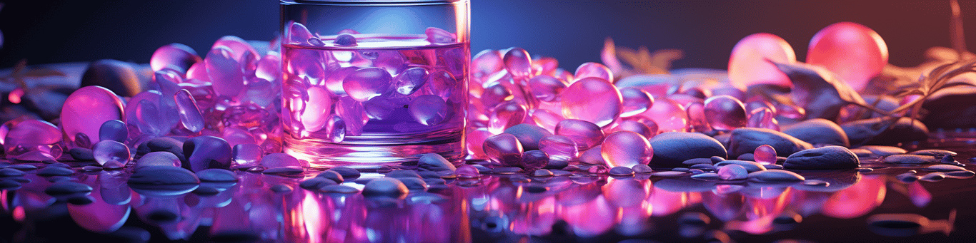image of drug pills surrounding a glass of water symbolizing drug consumption