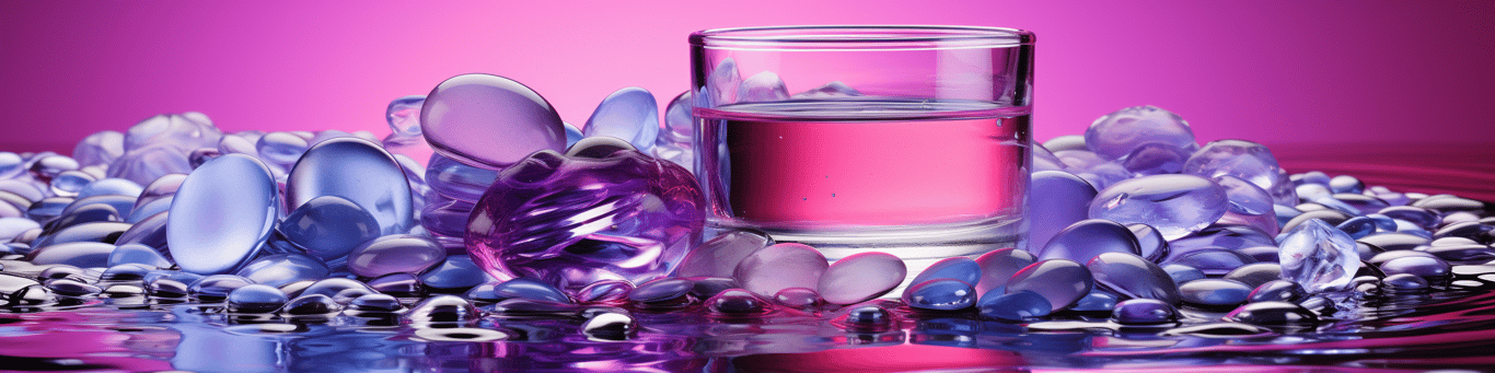 image of drug pills surrounding a glass of water symbolizing drug consumption