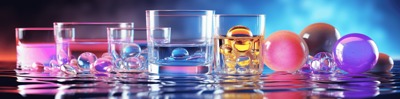 image of drug pills surrounding a glass of water symbolizing drug consumption