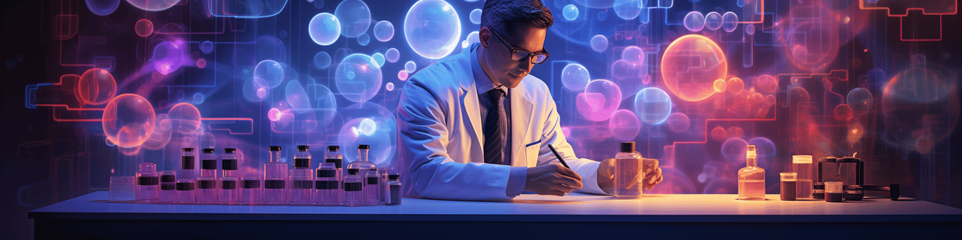 image of a doctor in a lab doing drug, clinical research