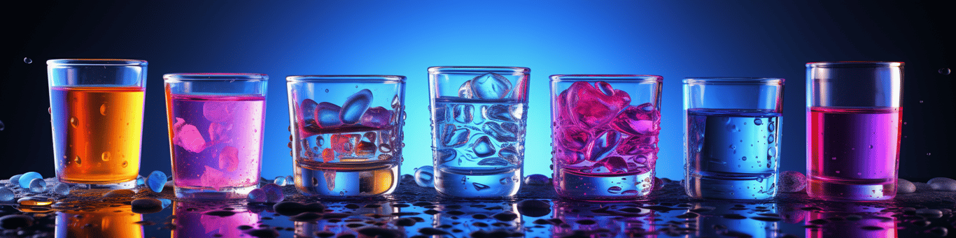 image of drug pills surrounding a glass of water symbolizing drug consumption