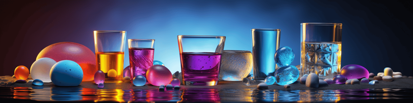 image of drug pills surrounding a glass of water symbolizing drug consumption
