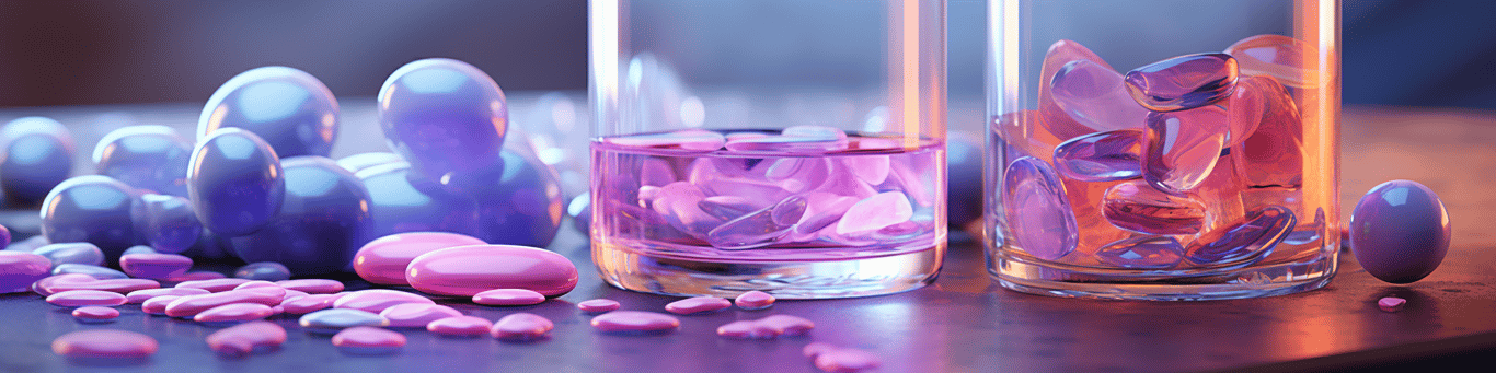 image of drug pills surrounding a glass of water symbolizing drug consumption