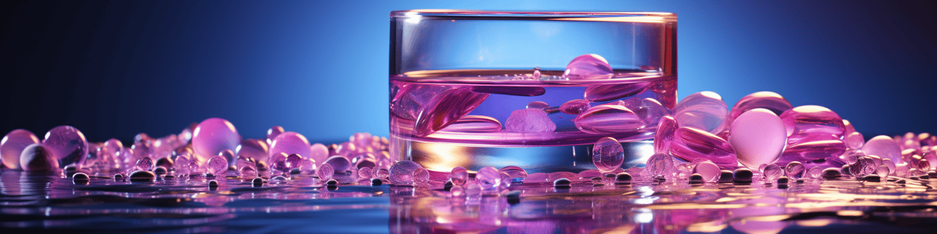 image of drug pills surrounding a glass of water symbolizing drug consumption