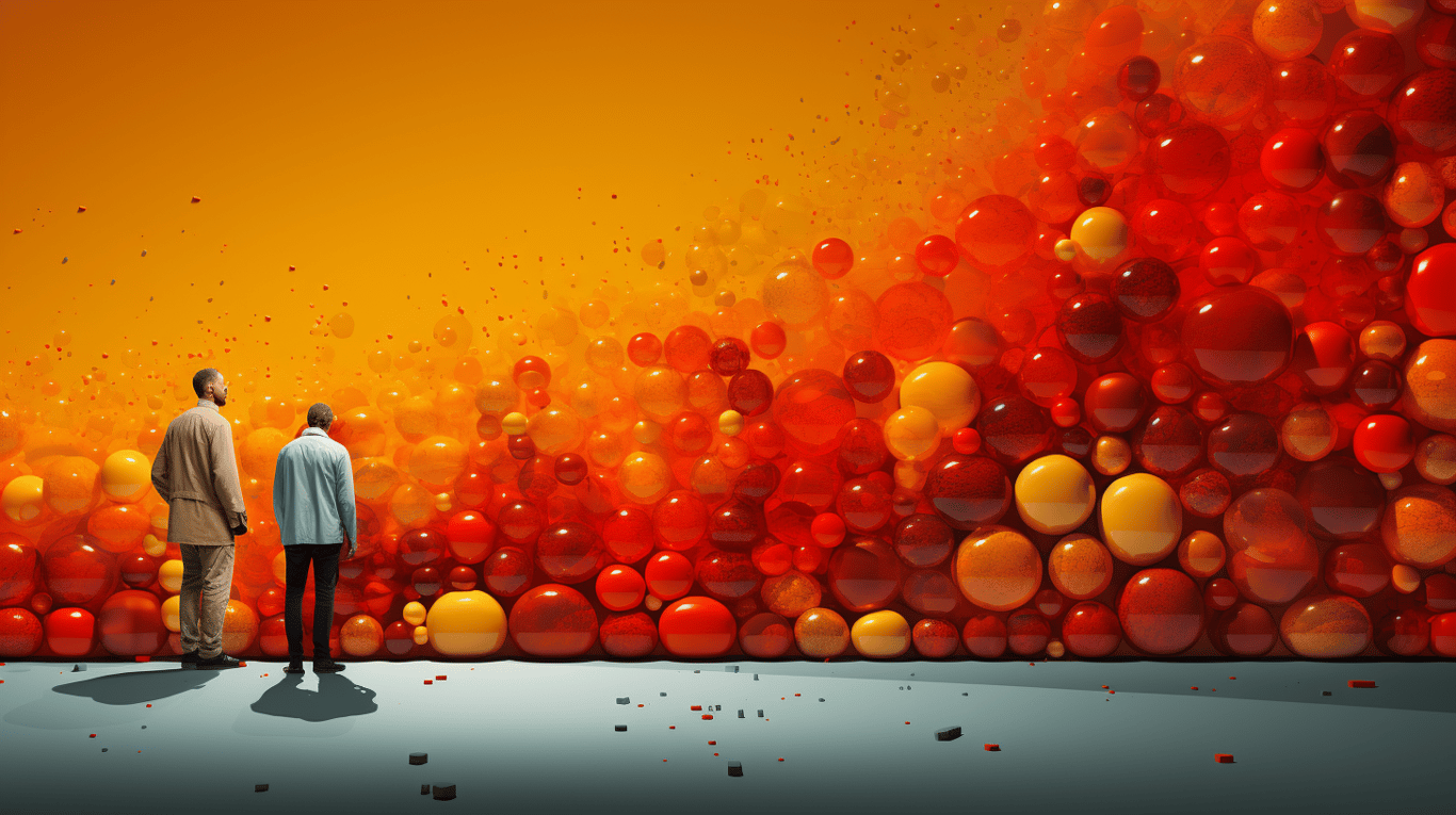 abstract image of a researcher studying a bottle of drug.