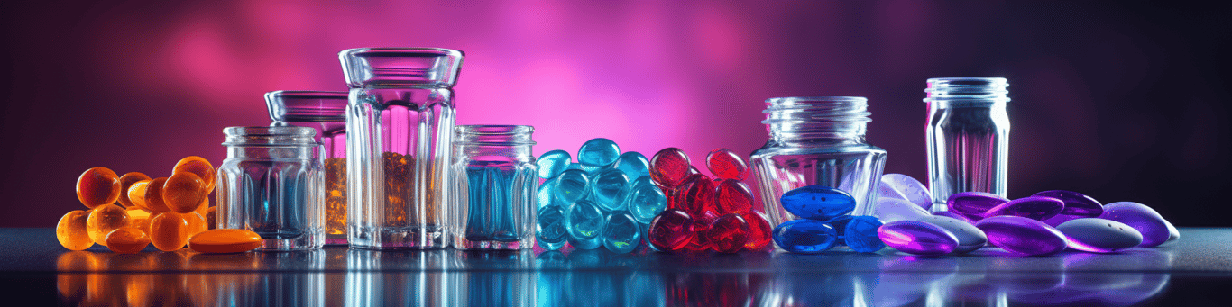 image of drug pills surrounding a glass of water symbolizing drug consumption