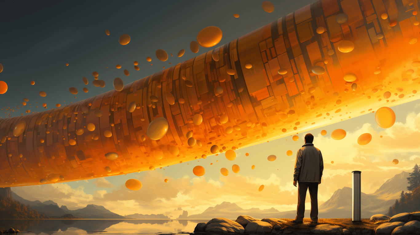 abstract image of a researcher studying a bottle of drug.