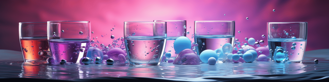 image of drug pills surrounding a glass of water symbolizing drug consumption