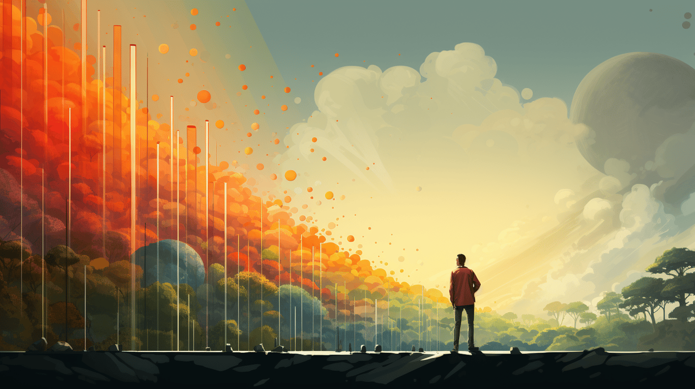 abstract image of a researcher studying a bottle of drug.