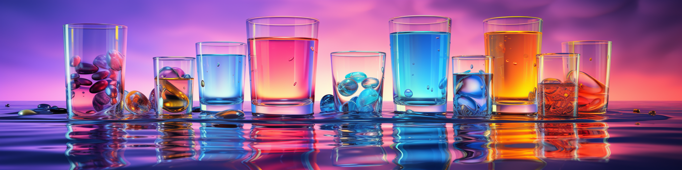 image of drug pills surrounding a glass of water symbolizing drug consumption