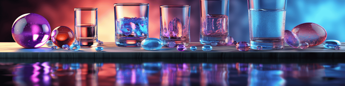 image of drug pills surrounding a glass of water symbolizing drug consumption