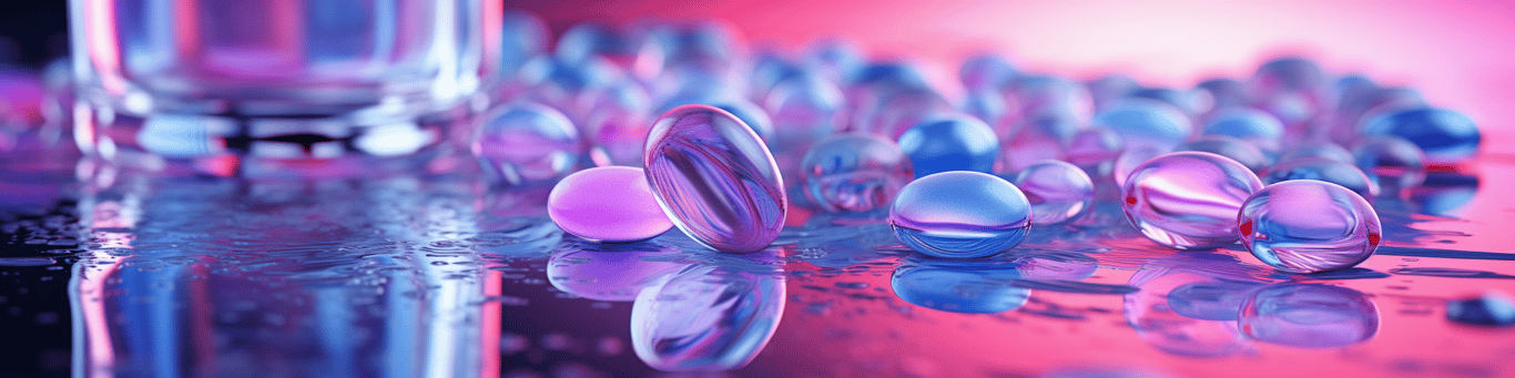 image of drug pills surrounding a glass of water symbolizing drug consumption