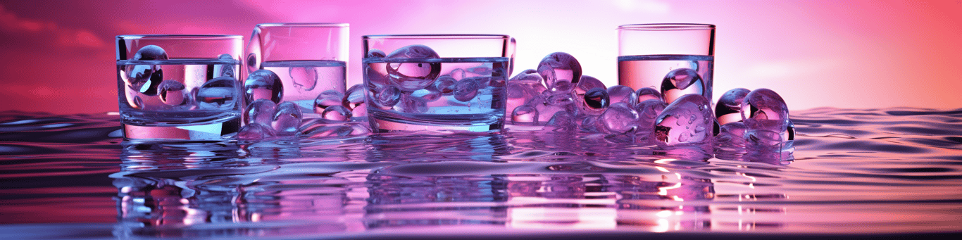 image of drug pills surrounding a glass of water symbolizing drug consumption