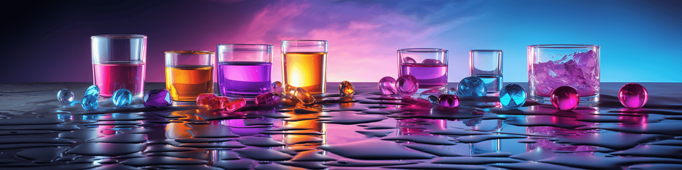 image of drug pills surrounding a glass of water symbolizing drug consumption