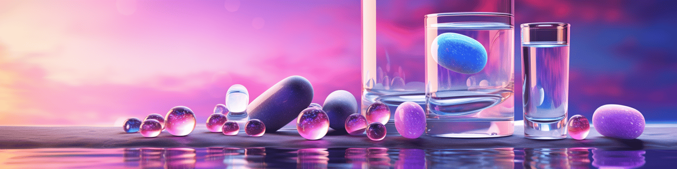 image of drug pills surrounding a glass of water symbolizing drug consumption