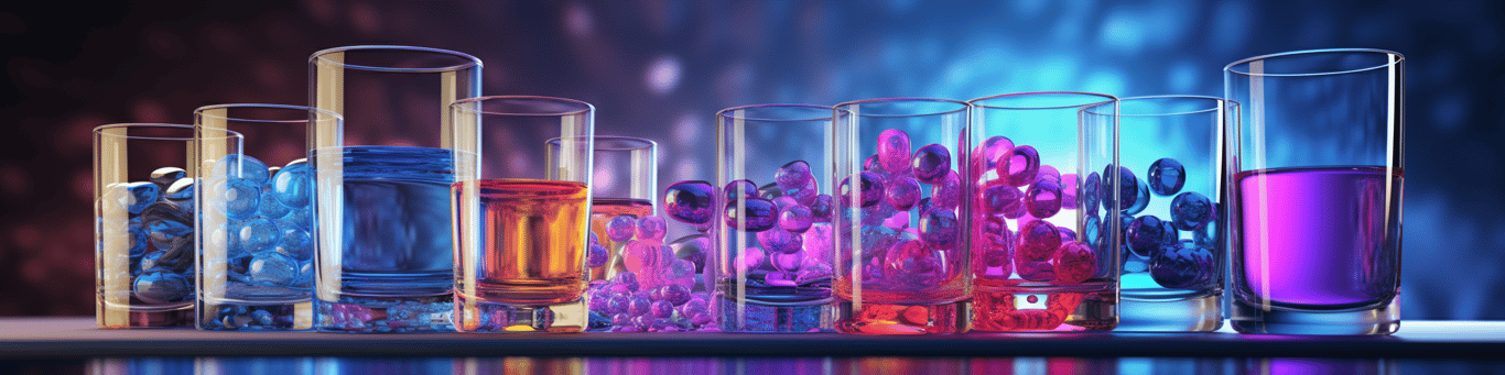 image of drug pills surrounding a glass of water symbolizing drug consumption