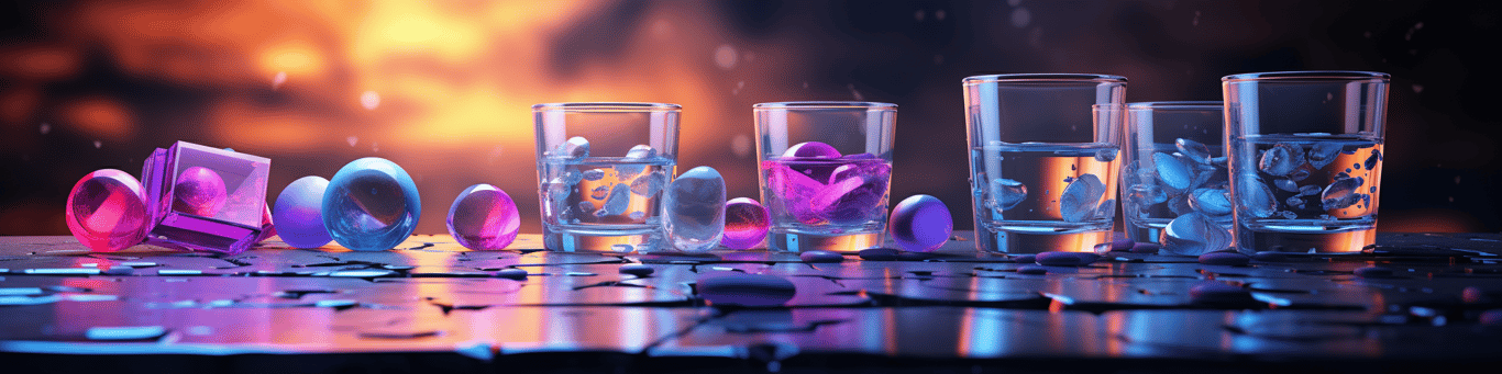 image of drug pills surrounding a glass of water symbolizing drug consumption