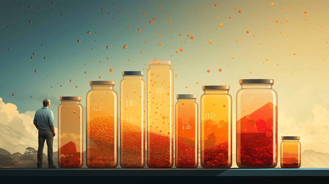 abstract image of a researcher studying a bottle of drug.