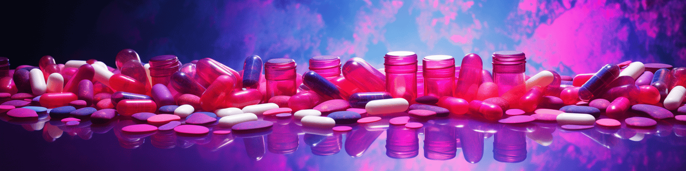 image of different drug pills on a surface