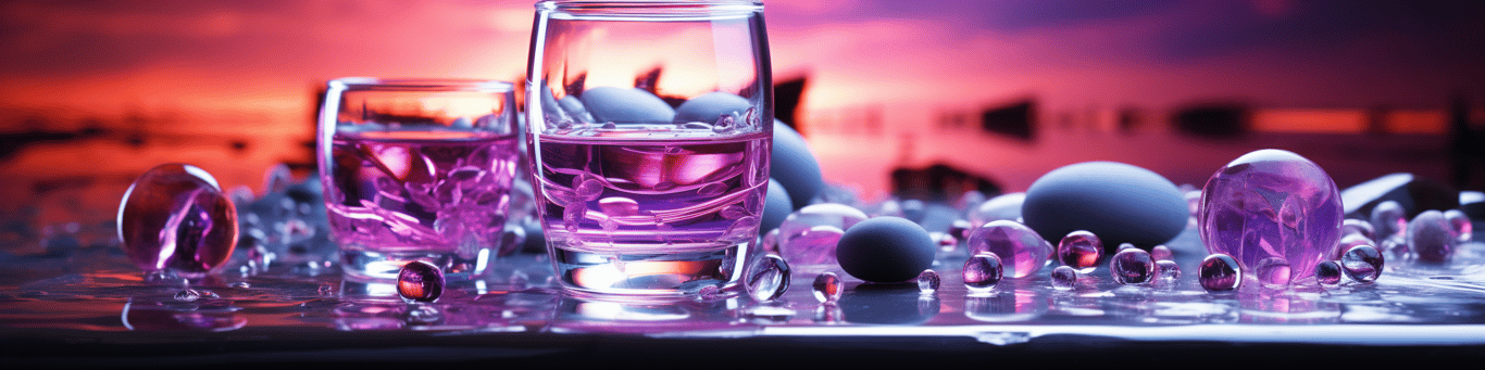 image of drug pills surrounding a glass of water symbolizing drug consumption