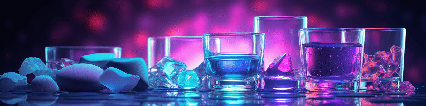 image of drug pills surrounding a glass of water symbolizing drug consumption