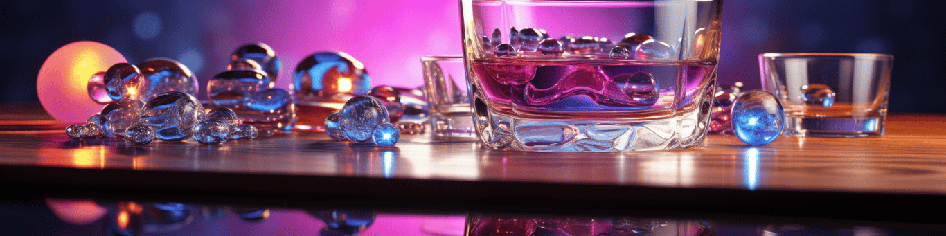 image of drug pills surrounding a glass of water symbolizing drug consumption
