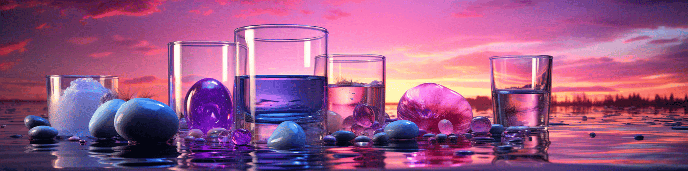 image of drug pills surrounding a glass of water symbolizing drug consumption