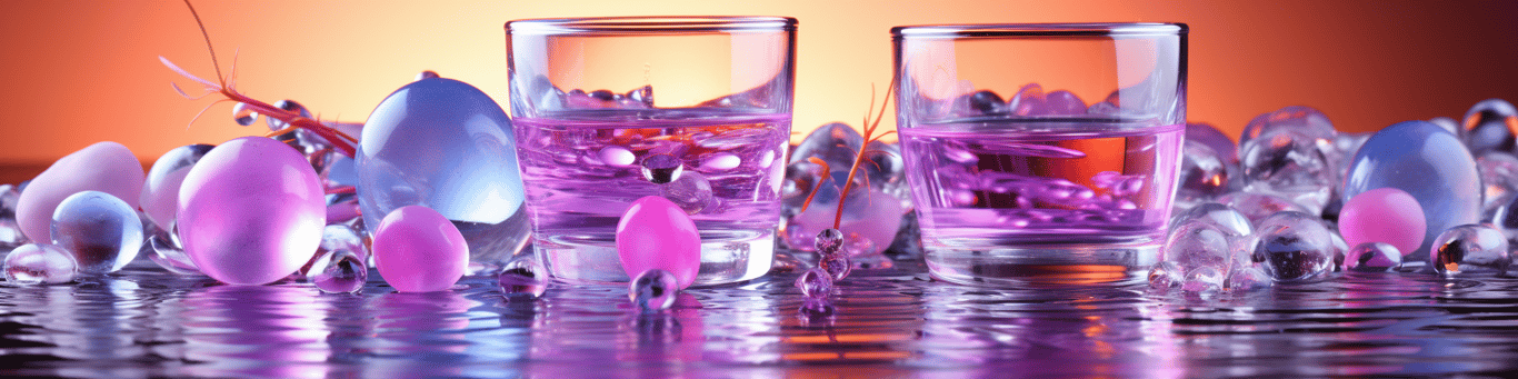 image of drug pills surrounding a glass of water symbolizing drug consumption