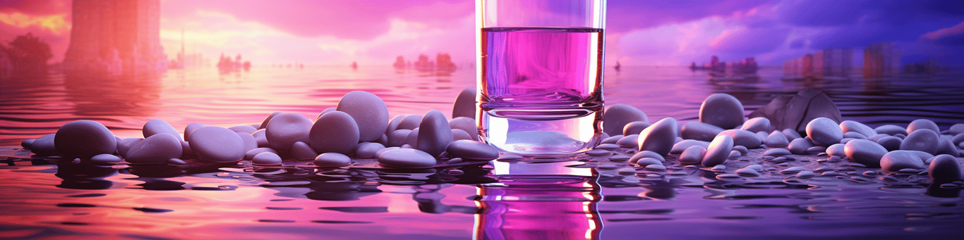 image of drug pills surrounding a glass of water symbolizing drug consumption