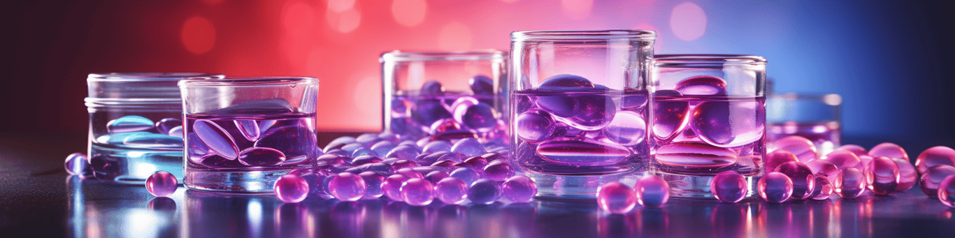 image of drug pills surrounding a glass of water symbolizing drug consumption