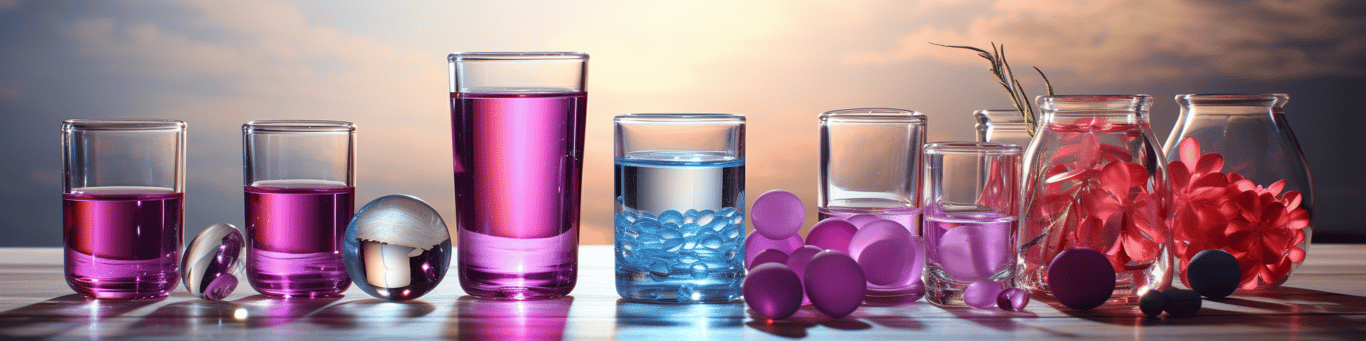 image of drug pills surrounding a glass of water symbolizing drug consumption