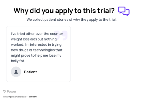 Obesity Patient Testimony for trial: Trial Name: NCT04779697 — Phase 1