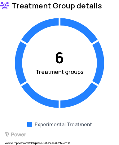 Abscess Research Study Groups: MB-PDT, 25 min illumination, MB-PDT, 15 min illumination, MB-PDT, 20 min illumination, MB-PDT, 30 min illumination, MB-PDT, 5 min illumination, MB-PDT, 10 min illumination