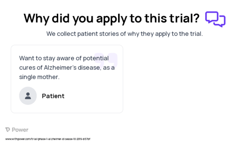 Alzheimer's Disease Patient Testimony for trial: Trial Name: NCT03634007 — Phase 1 & 2