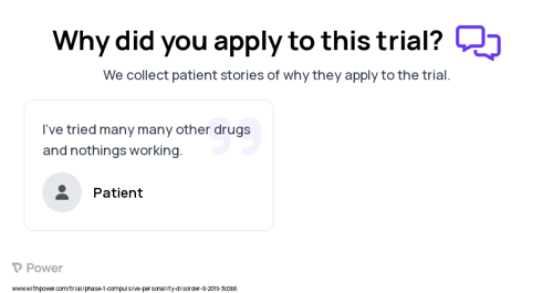 Obsessive-Compulsive Disorder Patient Testimony for trial: Trial Name: NCT04131829 — Phase 1 & 2