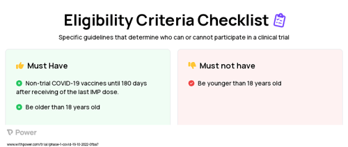 BNT162b2 Bivalent (original/Omicron BA.4/BA.5) 30 µg (Virus Therapy) Clinical Trial Eligibility Overview. Trial Name: NCT05541861 — Phase 1