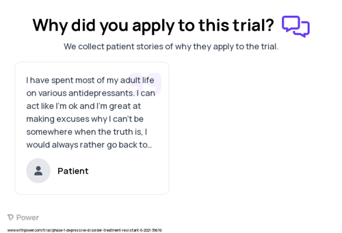 Major Depressive Disorder Patient Testimony for trial: Trial Name: NCT04956081 — N/A