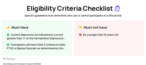 Alpha-Amino-3-Hydroxy-5-Methyl-4- Isoxazole Propionic Acid Receptor Components of the Anti-Depressant Ketamine Response (Other) Clinical Trial Eligibility Overview. Trial Name: NCT03367533 — Phase 1