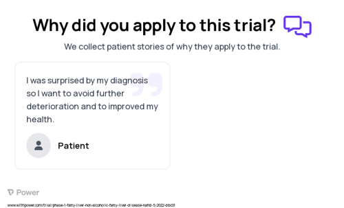 Non-alcoholic Fatty Liver Disease Patient Testimony for trial: Trial Name: NCT05395481 — Phase 1