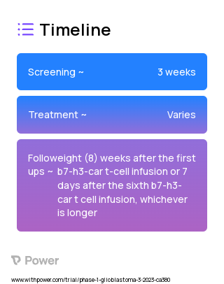 B7-H3-CAR T cells (CAR T-cell Therapy) 2023 Treatment Timeline for Medical Study. Trial Name: NCT05835687 — Phase 1