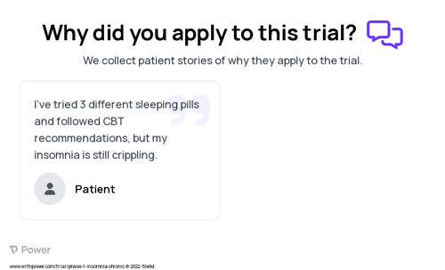 Chronic Insomnia Patient Testimony for trial: Trial Name: NCT05247697 — Phase 1